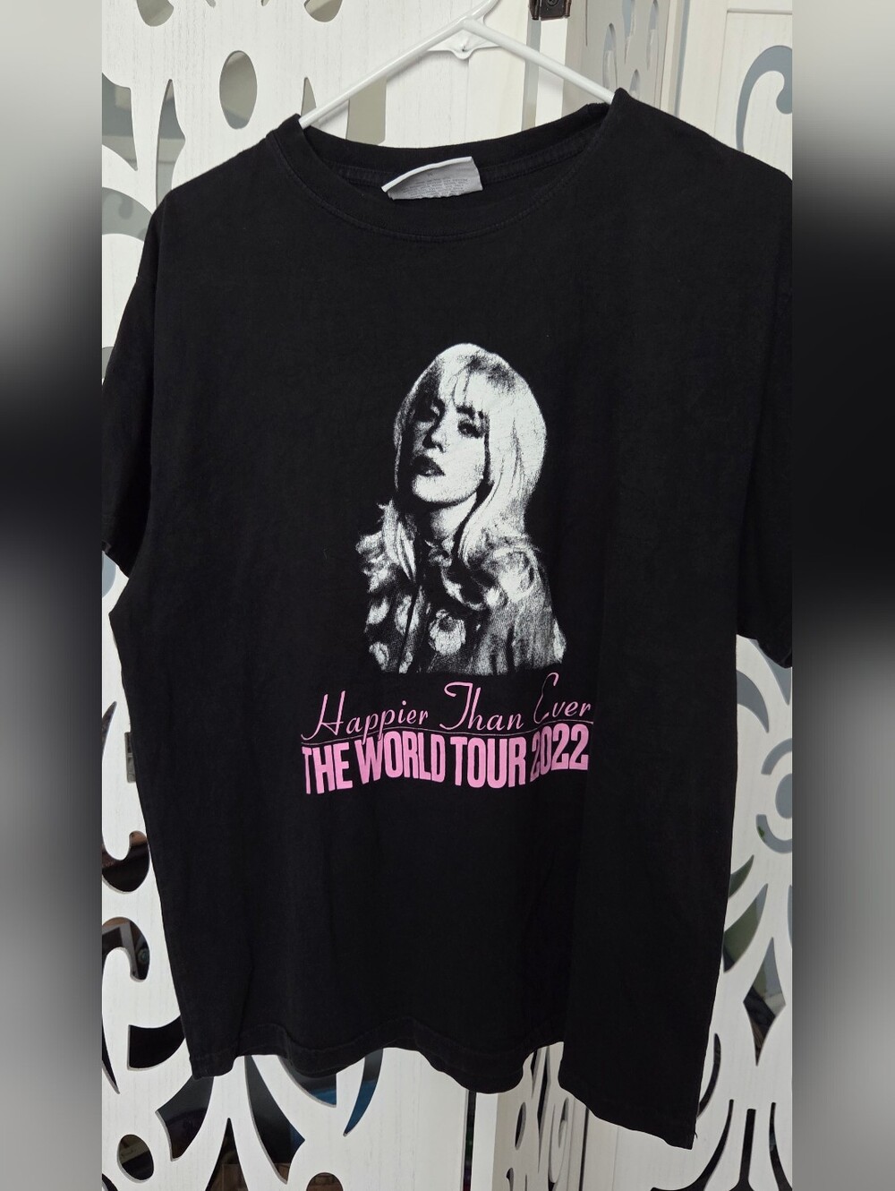Billie Eilish Shirt Medium EUC Happier Than Ever World Tour 2022 Band Tee Black